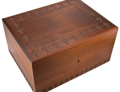 Cross Walnut Stained Wooden Box