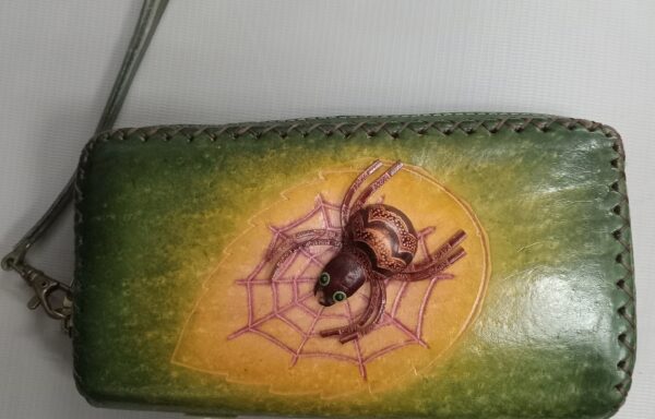 Handmade Leather Wallet with Spider